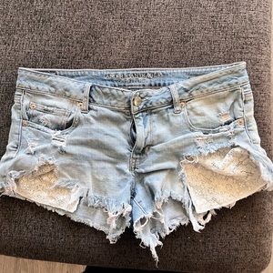 American Eagle Lace Distressed Shorts